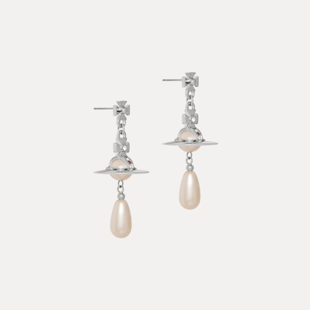 Vivienne Westwood Silver Toned Pearl Drop Earrings